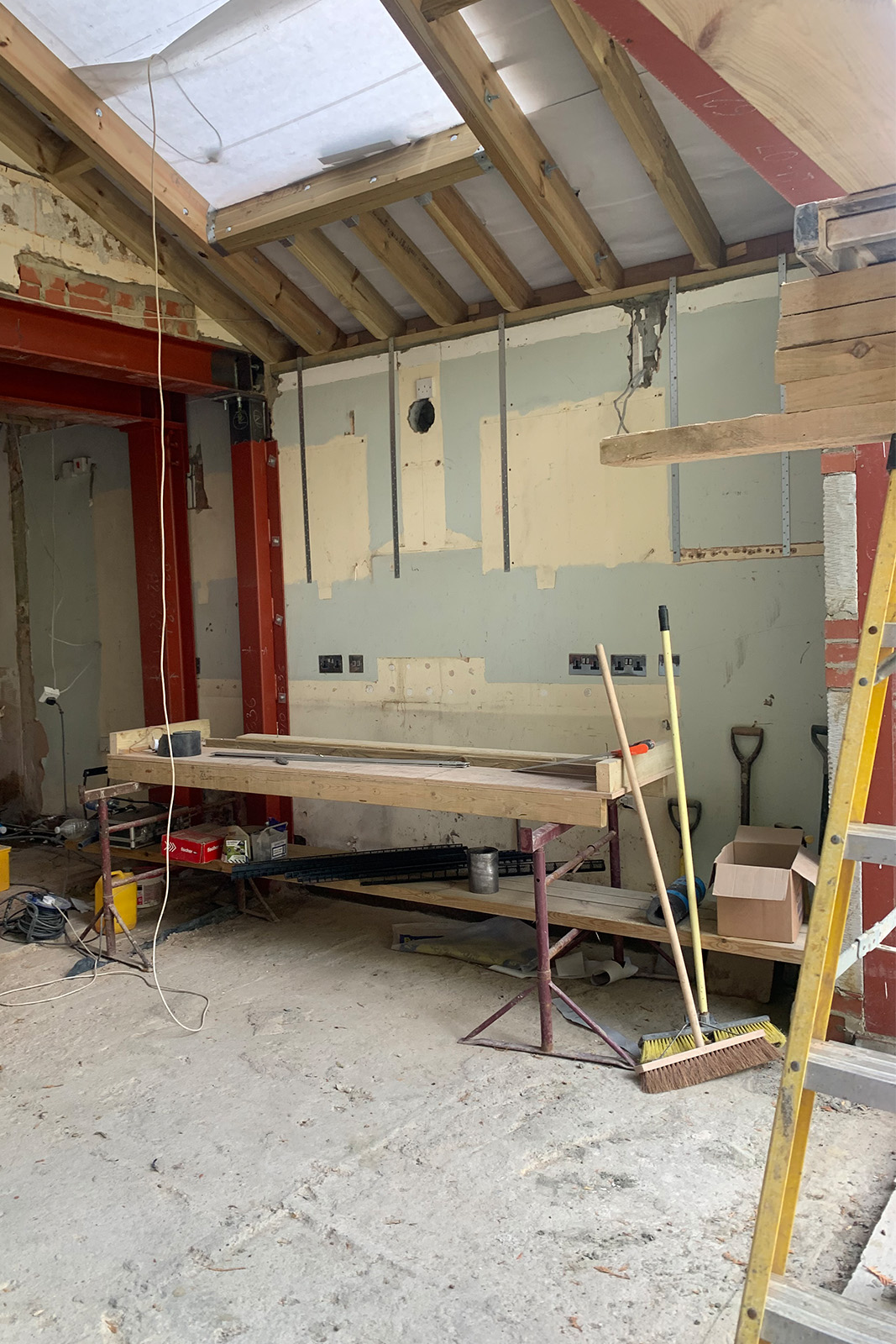 Ground-floor extension under construction during Richmond home renovation by Studio 3 Creatives.